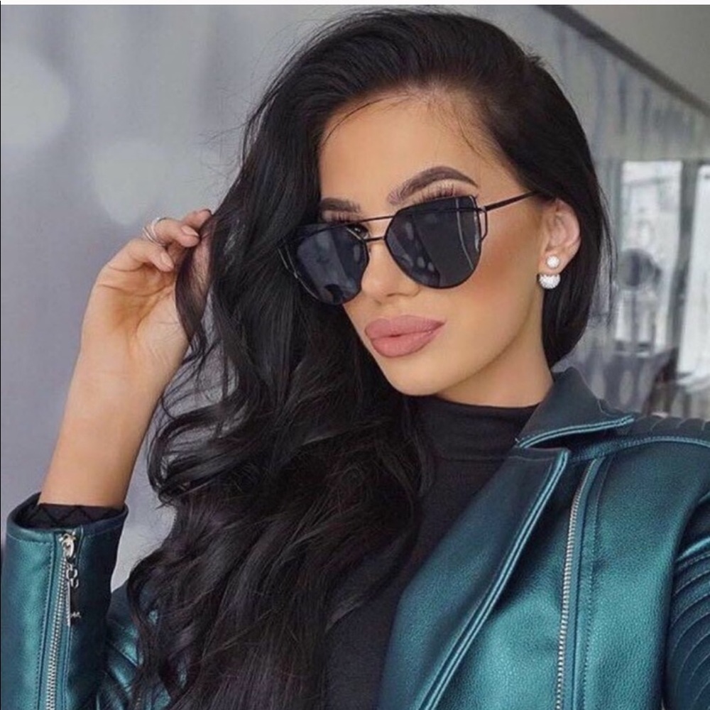 Mirrored Black Cat Eye Sunglasses